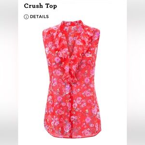 Cabi Crush top XL, Heart of Cabi red sleeveless floral